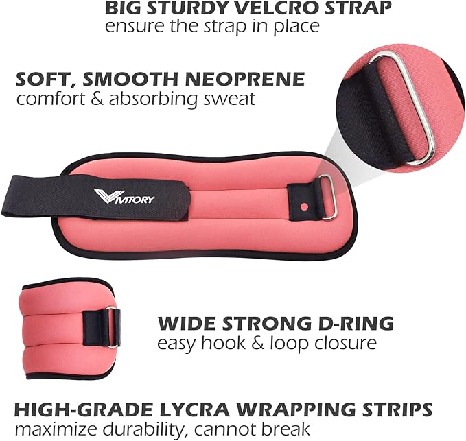Vivitory Ankle Weights for Women & Men 2.2 to 6.6 Lbs