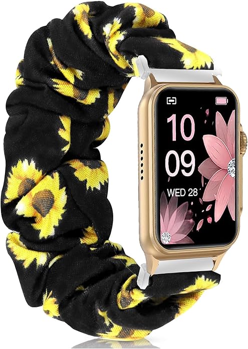 Compatible for FITVII Nexa, HM21, HM68, H86, HM57, HM78, H56 Smart Watch Fitness Tracker Bands, 18mm, 20mm, 22mm Fabric Elastic Scrunchie Elastic Women Cute Replacement Straps