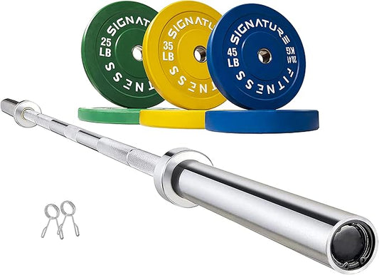 Signature Fitness 2" Olympic Bumper Plate Weight Plates 7FT Olympic