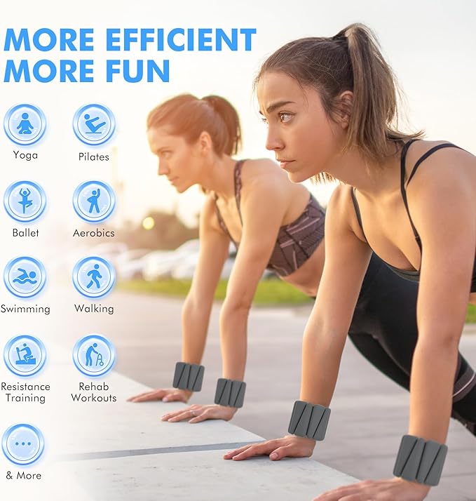 Wrist Weights, Ankle Weights for Women Men, Adjustable 2 (1LB (1LB Each)