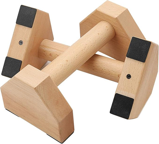 Pushup Stands - Wooden Push Up Bars Gym Gear Equipment with Anti-Slid Mat Workout Solid Exercise Women Men Portable Fitness