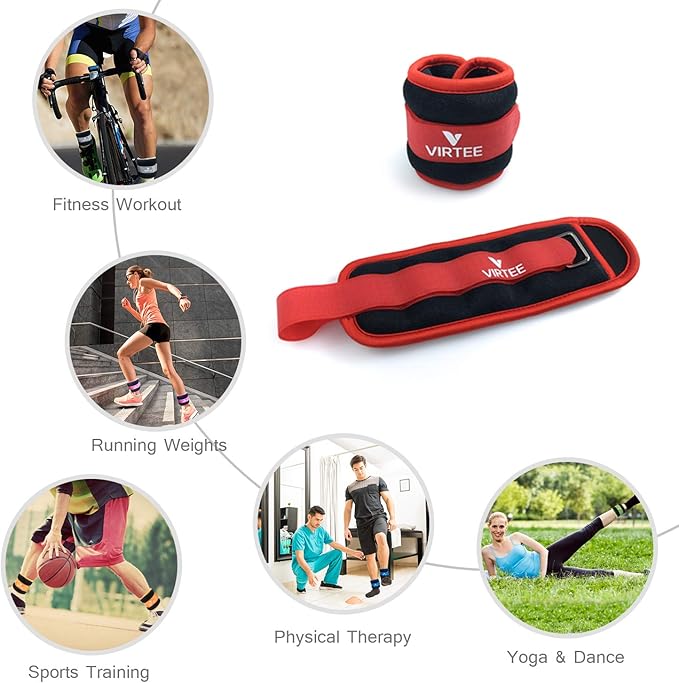 Ankle/Wrist Weights for Women, Men, Kids - Arm Leg Weights Set with Adjustable Strap - Running, Jogging, Gymnastic, Physical Therapy, Fitness - Choice of 1 lb 2 lbs 3 lbs 4 lbs 6 lbs 8 lbs 10 lbs