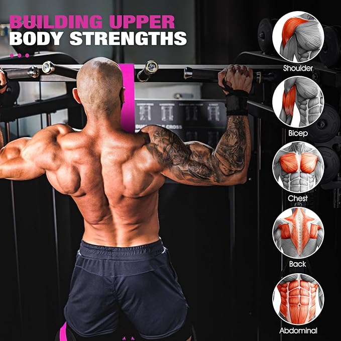 Pull Up Assistance Bands, Heavy Duty Resistance Band for Pull Up Bar, Adjustable Weight/Size with Fabric Feet/Knee Rest, Bands for Pull Up Assist for Strength Training, Pull Up Assist Band