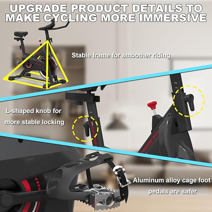 Exercise Bike, Exercise Bike for Home, Stationary Indoor Cycling Bike Cardio Gym with pad Holder and LCD Monitor,Silent Belt Drive & 35 LBS Flywheel