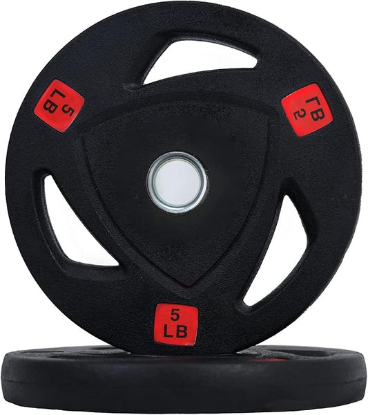 Signature Fitness Vinyl Coated Cast Iron Plate Weight Plate for Strength Training and Weightlifting, Standard or Olympic, Multiple Sizes
