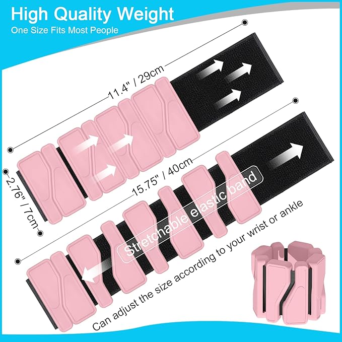 Wrist and Ankle Weights for Women Men, Wearable Strong Arm & Leg Weights Set of 2 (1Lb Each), Adjustable Ankle Weights for Home Gym, Yoga, Walking, Running, Dance, Pilates, Cardio, Aerobics