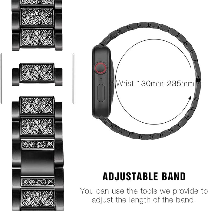 Compatible with Sanorum Smart Watches Band, 20mm, 22mm Women Jewelry Bling Diamond Metal Dressy Strap Adjustable Replacement Strap Accessories Sports Band for Men Women Compatible for HaSaKei G53, Compatible with Sanorum G53, G56