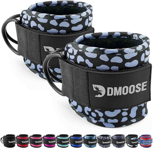 DMoose Fitness Ankle Straps for Cable Machines - One Size Fit with Premium Padding, Glute Kickback Ankle Strap for Women & Men, Cable Attachments for Gym, Booty Workouts, Leg Extension & Hip Abductors