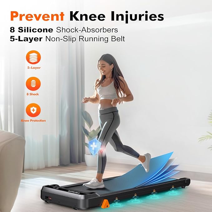 Walking Pad Treadmill with Incline, 3-Levels 300 lbs Capacity Portable Under Desk Treadmill for Home Office Apartment, Mini Space-Saving Compact Design, 2.5HP Ultra-Quiet, Heavy Duty 2025 Upgrade