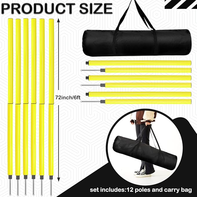 Lenwen 12 Pcs Soccer Training Poles Agility Poles