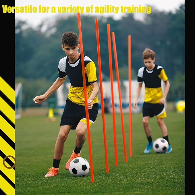 Lenwen 12 Pcs Soccer Training Poles Agility Poles