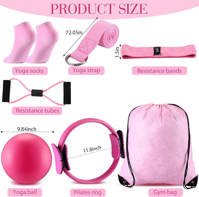 Poen 14 Pcs Pilates Ring and Ball Set 8 Resistance