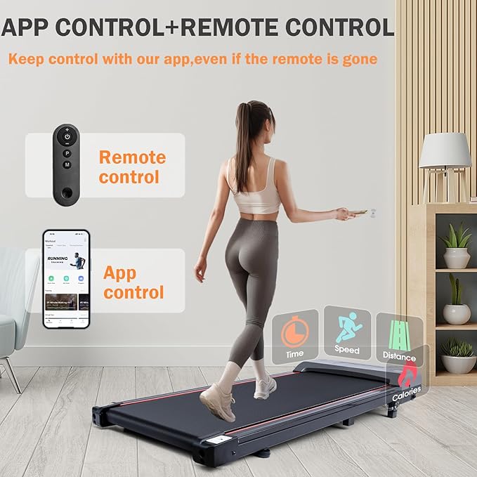 Walking Pad with 7% Incline and APP&Remote Control,300+lb Capacity Under Desk Treadmill 2.5HP Treadmill,10 HIIT Modes Treadmills for Home Office