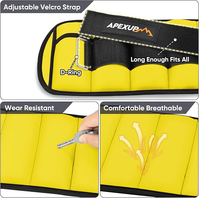 APEXUP 10lbs/Pair Adjustable Ankle Weights for Women and Men