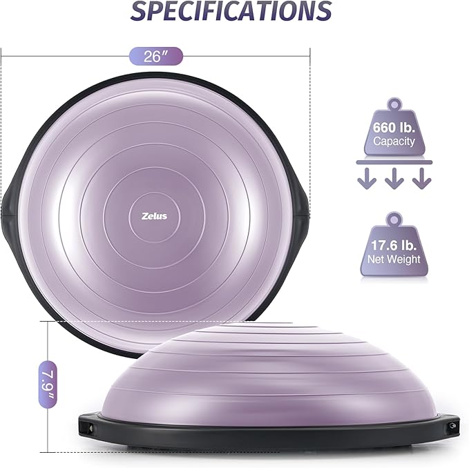 ZELUS 25in. Balance Ball 1500lb Inflatable 2 Bands,
