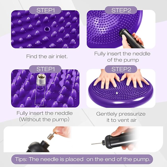 Amylove 6 Pcs Inflated Wobble Cushion Pump Wiggle Seat for Sensory Kids Flexible Seating Exercise Balance Disc Sensory Chair for Office School Home Equipment, Pump Included