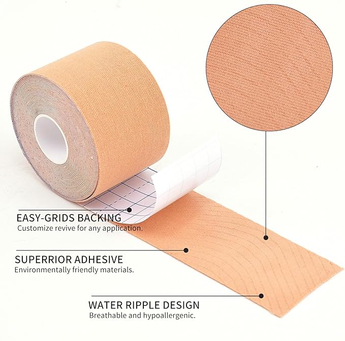 Kinesiology Tape 4 Rolls, Original Cotton Elastic Premium Athletic Tape,16.4 ft Uncut Tape,Hypoallergenic and Waterproof for Muscle Pain Relief and Joint Support