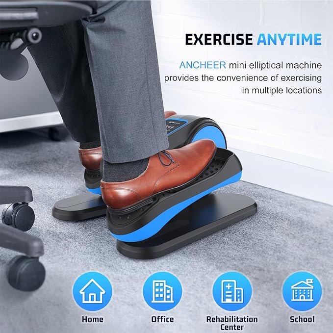 ANCHEER Under Desk Elliptical, Electric Leg Exerciser While Sitting for Seniors, Fully Assembled Motorized Ellipse Leg Exerciser Seated Elliptical Machine with 12 Adjustable Speeds