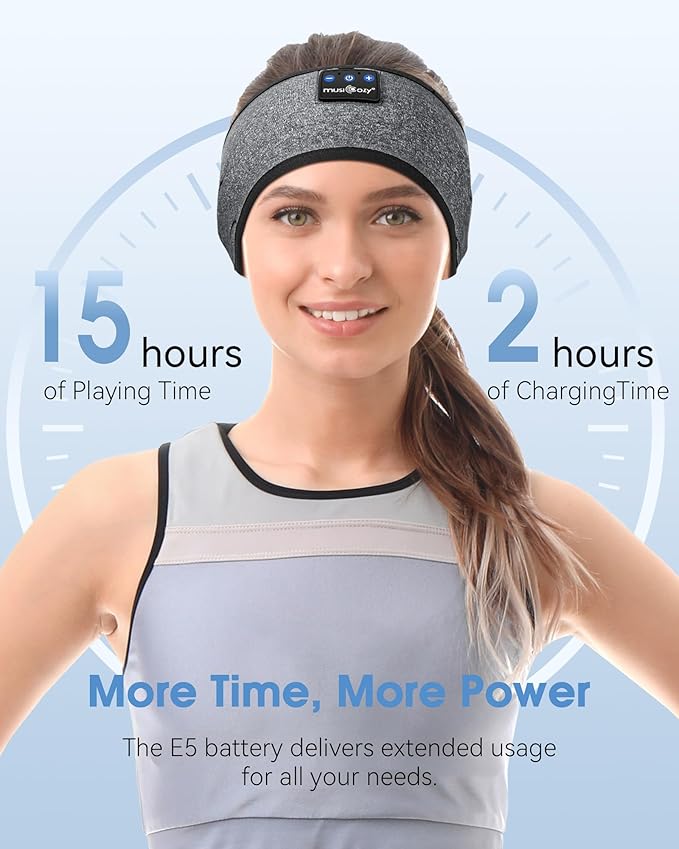 MUSICOZY Bluetooth 5.4 Sleep Headphones Sports Headband Headphones, Wireless Earphones Music Sleep Earbuds for Side Sleepers Sleeping Eye Mask for Women Men Workout Running Cool Unique Gifts