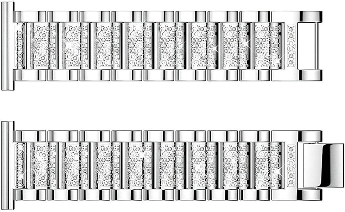 Compatible with Sanorum Smart Watches Band, 20mm, 22mm Women Jewelry Bling Diamond Metal Dressy Strap Adjustable Replacement Strap Accessories Sports Band for Men Women Compatible for HaSaKei G53, Compatible with Sanorum G53, G56