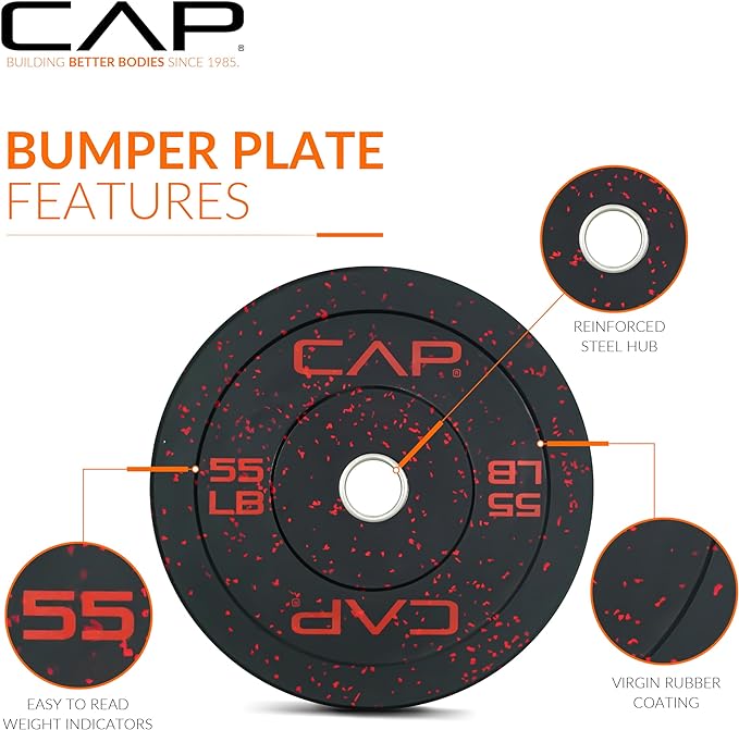 CAP Barbell 2-Inch Olympic Bumper Plate Weight Set 100-370 lbs