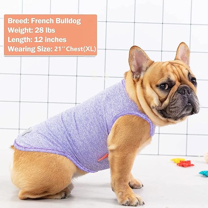 KYEESE 2 Pack Dog Shirts Quick Dry Soft Stretchy Pet T-Shirts with Reflective Label Tank Top Sleeveless Vest Sun Protection Dog Clothes for Small Medium Dogs, X-Large, Purple+Pink