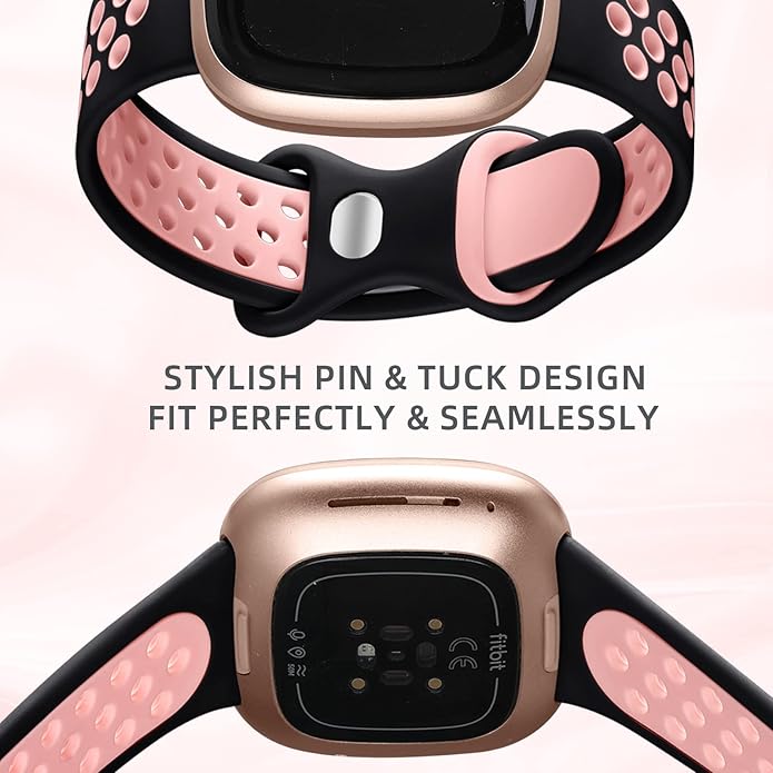 Maledan 4 Pack Sport Band Compatible With Fitbit Versa 3/4 and Sense/Sense 2 Smart Watch, Soft Wristband Replacement Accessories for Women and Men