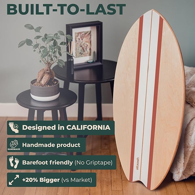 STAASH® Balance Board – Starter (Board + Roller) or Full Kit (w/Mat, Ball & Disc) – Core Balance Trainer for Fitness, Rehab, Surf – Free Coaching Videos