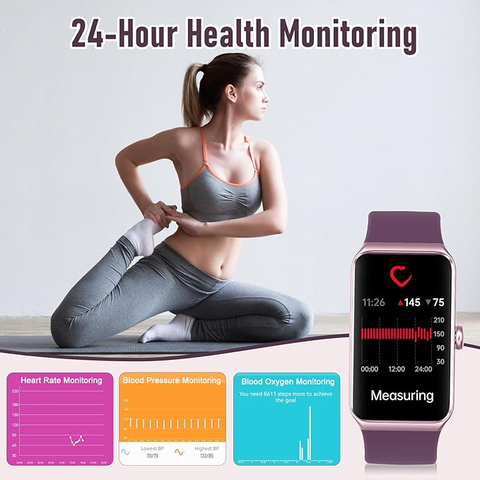 Fitness Tracker with 24/7 Heart Rate,Blood Pressure Sleep Tracking,104 Sports Modes Calories Smart Watch,IP68 Waterproof Step Counter Activity Trackers Pedometer for Android&iPhone Women Men