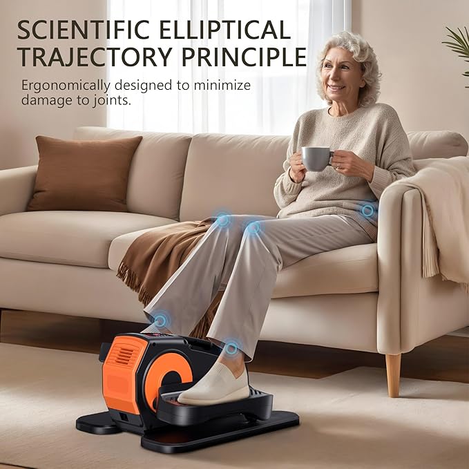 Under Desk Elliptical, Elliptical Leg Exerciser for Seniors, Home Portable Elliptical with Remote Control and 12 Adjustable Speeds, Electric Seated Pedal Exerciser, Fully Assembled
