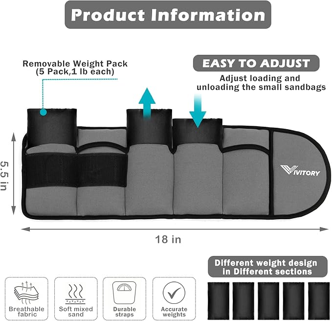 Vivitory Adjustable Ankle Weights for Women & Men 2 to 10 Lbs,