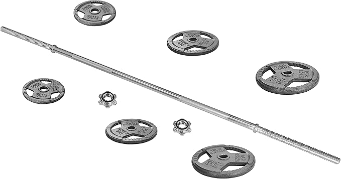 Cast Iron Standard Weight Plates Including 5FT Standard Barbell with Star Locks, 45-Pound Set (35 Pounds Plates + 10 Pounds Barbell), Multiple Packages