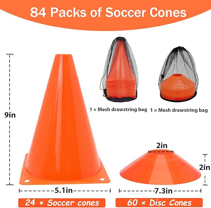 Soccer Cones Set 84/42Pcs 7"/9" 7"/9" Cones