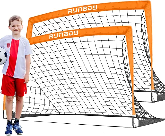 RUNBOW Portable Kids Soccer Goal for Backyard Set 2 Practice 6x4FT, 5x3FT, 5x3FT, 4x3FT 4x3FT Multiple