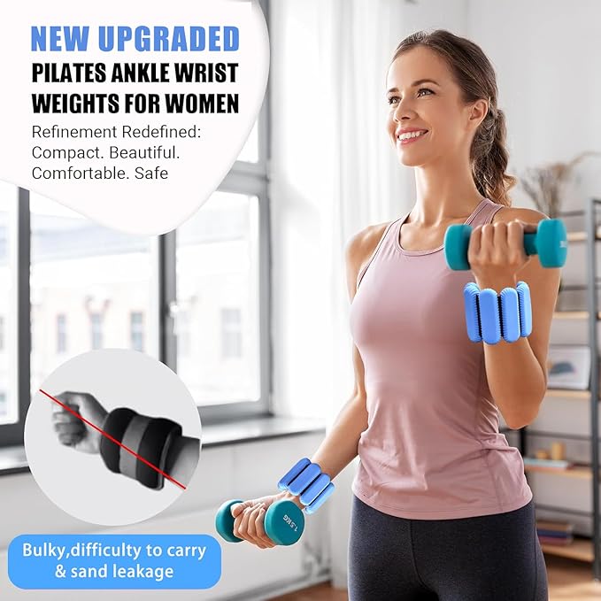 Pilates Wrist & Ankle Weights for Women 2(1Lbs Each),