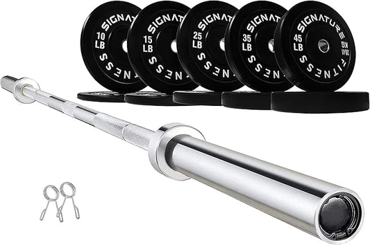 Signature Fitness 2" Olympic Bumper Plate Weight Plates 7FT Olympic