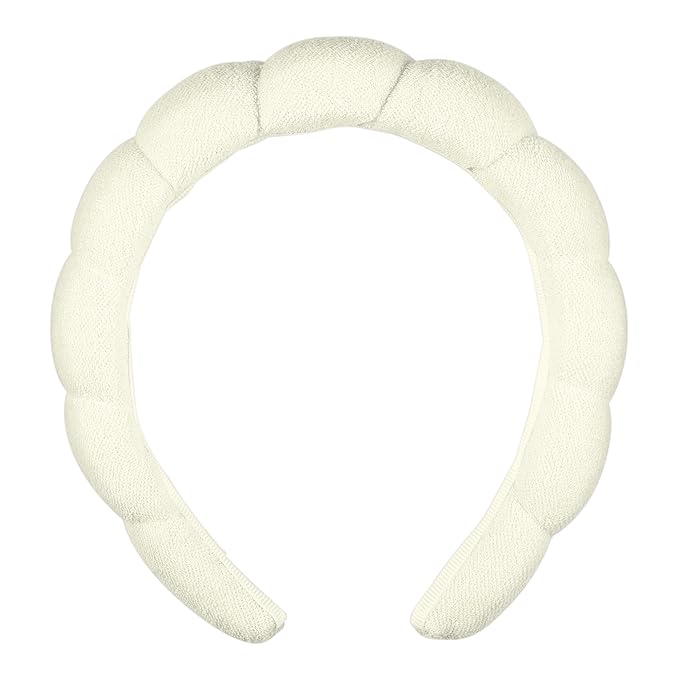 Conair Spa Headband for Washing Face - Makeup and GRWM Bubble Headband - Ivory