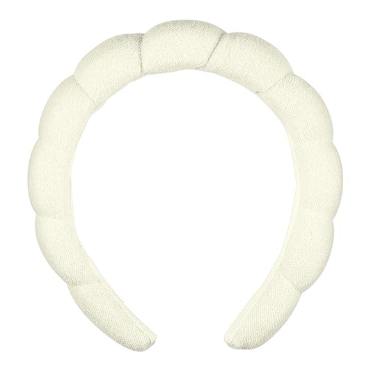 Conair Spa Headband for Washing Face - Makeup and GRWM Bubble Headband - Ivory