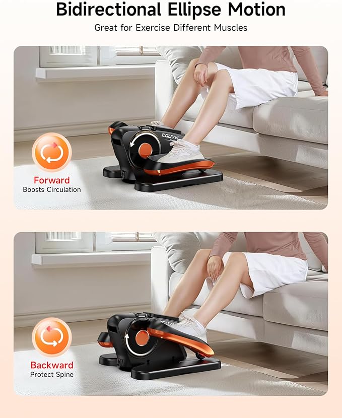 Under Desk Elliptical Machine,Electric Ellipse Leg Exerciser for Seniors Adults,Quite Portable with Display Monitor,Non-Slip Foot Straps and Remote Control and 12 Adjustable Speeds