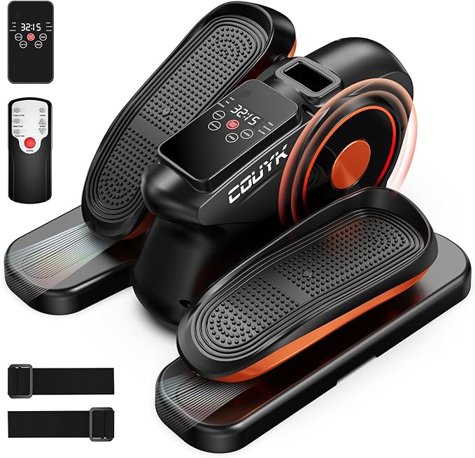 Under Desk Elliptical Machine,Electric Ellipse Leg Exerciser for Seniors Adults,Quite Portable with Display Monitor,Non-Slip Foot Straps and Remote Control and 12 Adjustable Speeds