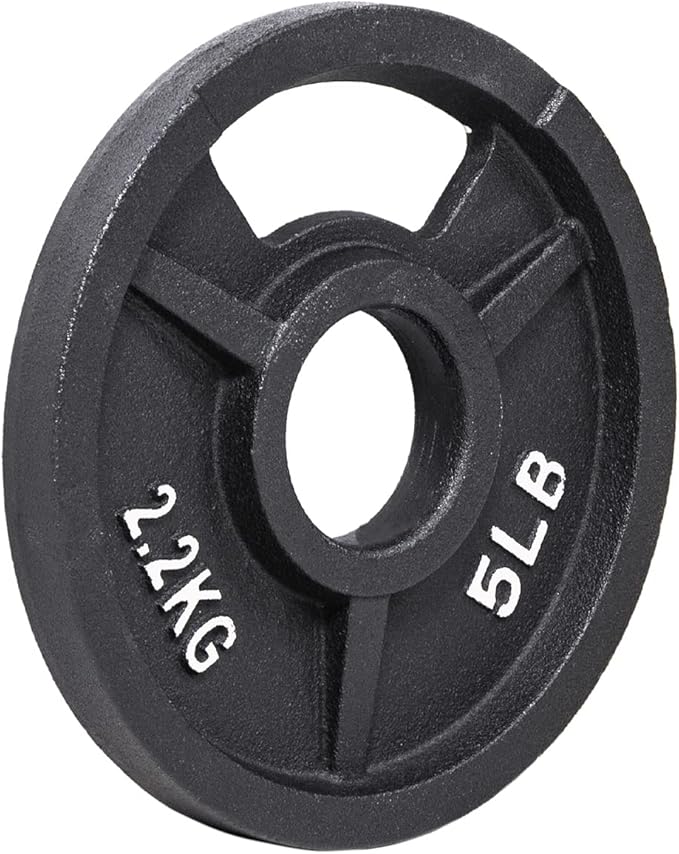 Signature Fitness Cast Iron Plate Weight Plate for Strength Training and Weightlifting, Olympic or Standard