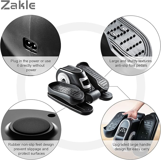 Zakle Ellipse Leg Exerciser as Seen on Tv for Seniors, Electric Under Desk Elliptical Machine w/Remote & 12 Speeds Level, Manual & Auto Mode, Quiet Seated Pedal Exerciser for Home Office
