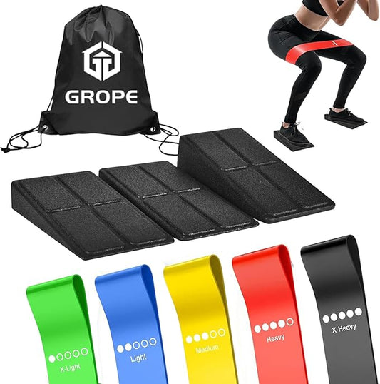 Slant Board Squat Wedge for Calf Stretching，3 Pcs 12" x 6.3" Foot Stretcher Balance Board for Plantar Fasciitis, Adjustable Foam Slant Board Wedge Great for Exercises