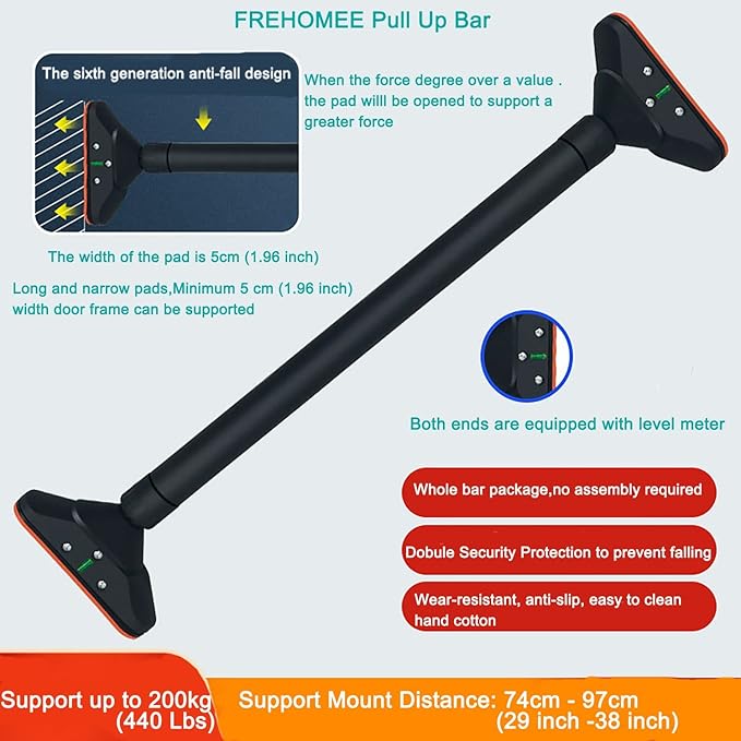 Pull Up Bar for Doorway Width,74-100cm or 95-122cm