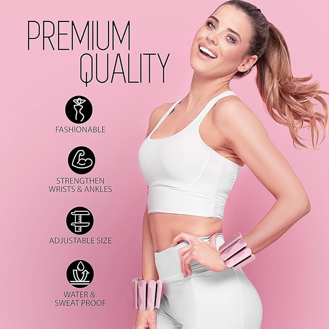 Yes4All Wrist & Ankle Weights Set 2x 1lb - Premium Silicone Adjustable For Women/Men Home Gym, Yoga, Cardio, Pilates, Running