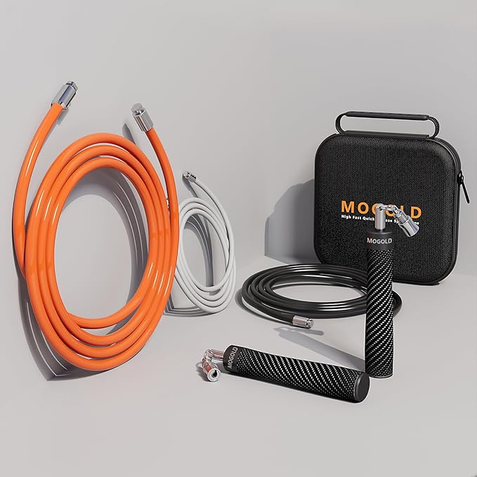 Weighted Jump Rope for Men Women -Interchangeable 1/5lb 1/4lb 1/2lb Heavy jump ropes - 360 Degree Spin - Length Adjustable,Ergonomics Leather Grip Skipping Rope for Fitness Weight Loss & More