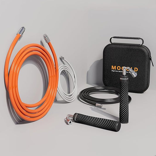 Weighted Jump Rope for Men Women -Interchangeable 1/5lb 1/4lb 1/2lb Heavy jump ropes - 360 Degree Spin - Length Adjustable,Ergonomics Leather Grip Skipping Rope for Fitness Weight Loss & More