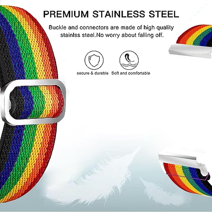 Compatible for FITVII Fitness Tracker Bands, 18mm, 20mm, 22mm Stretch Elastics Nylon Adjustable Replacement Strap Accessories