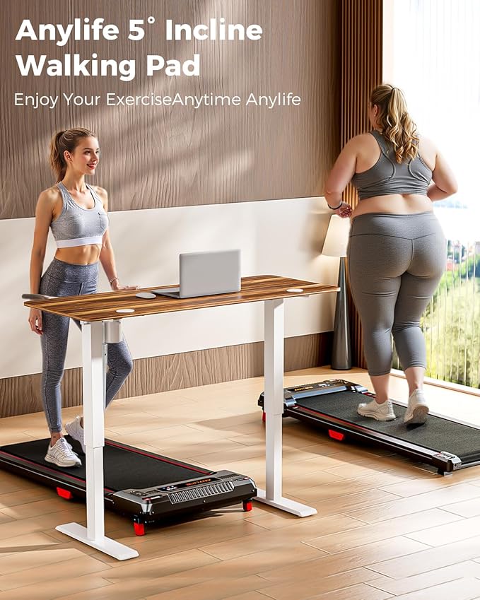 Walking Pad Treadmill, Anylife Incline Walking Pads Under Desk 330lb Capacity, 2.5HP Portable Treadmills for Home, Compact Treadmill Small Running Pad with LED Display, Remote Control