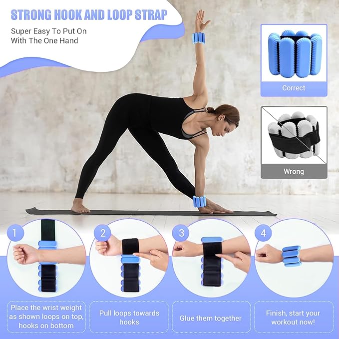 Pilates Wrist & Ankle Weights for Women 2(1Lbs Each),